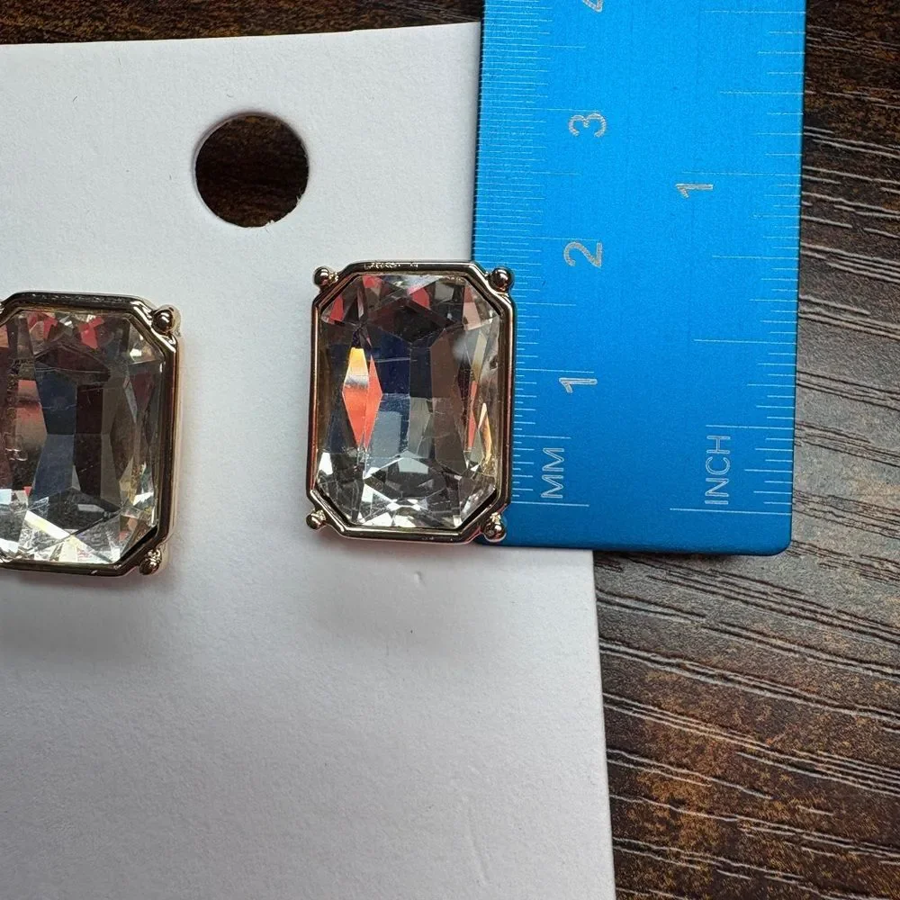Gold-Tone Crystal Stud Earrings – NWT